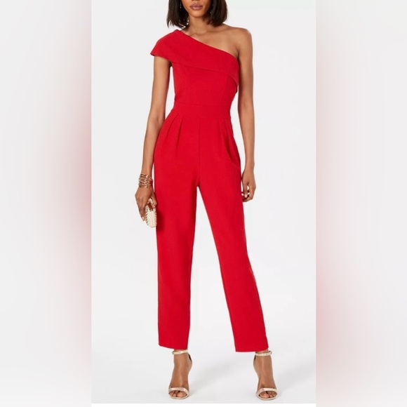 Vince Camuto Pants - VINCE CAMUTO Hot Red One-Shoulder with Asymmetrical Neckline Jumpsuit Size 2 NEW